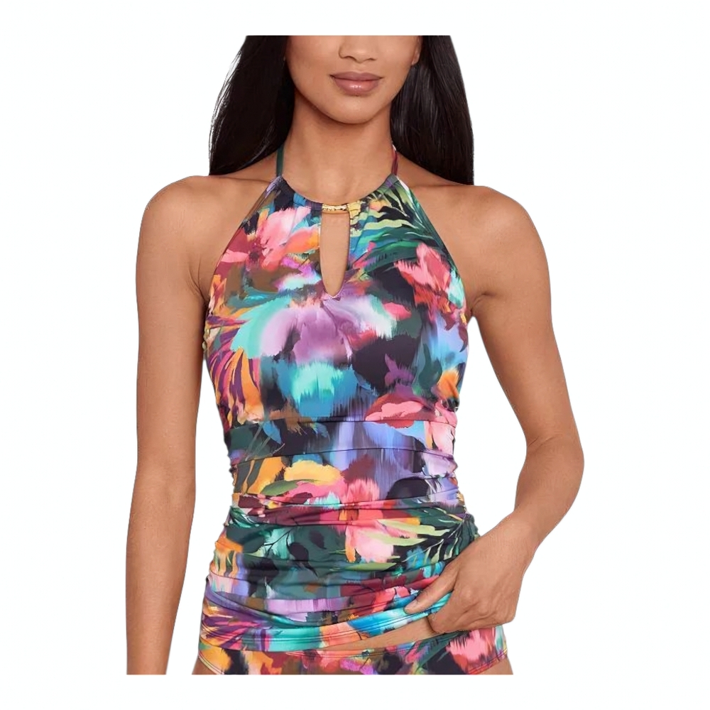 Lauren Ralph Lauren Womens High-Neck Halter Tankini Top Size 8 Jungle Paradise‎